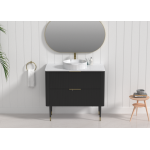 Line R-Corner Matte Black  All Drawers Vanity Cabinet Only